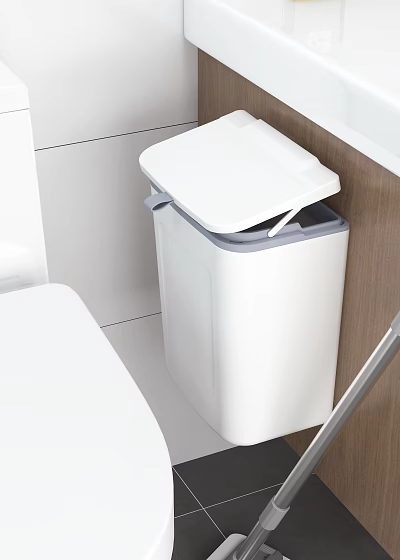 Public Facility Restroom White Waste Bin With Lid For Sanitation And Use 3d model