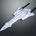 White Streamlined Aircraft Model Featuring Black Engines And Red Accent Lines 3d model