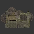 Ancient Stone Structure Ruins With Weathered Carved Pillars And Relics