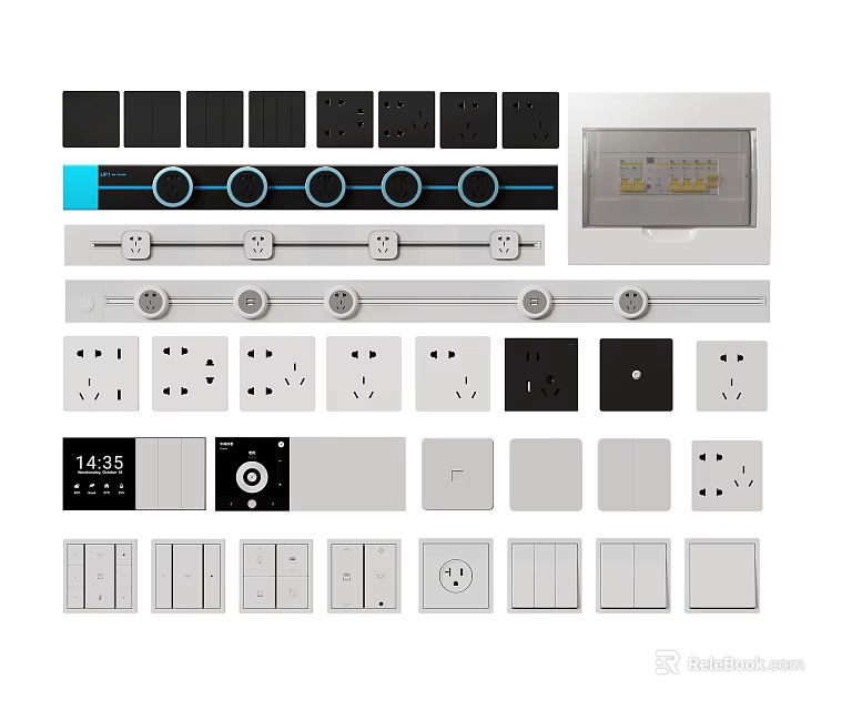 Modern Switch Panels With Various Styles Different Colors And Functional Designs For Home 3d model