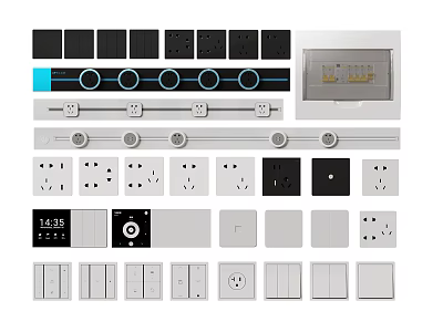 Modern Switch Panels With Various Styles Different Colors And Functional Designs For Home 3d model