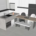 Modern Kitchen Interior Dining Table Set With Chairs Bench And Island Counter