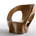 Unique Handcrafted Wooden Single Chair With Natural Grain And Carved Design