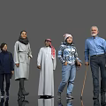 Diverse Group of People Standing in Row With Various Clothing Styles Against Gray Background