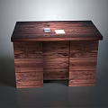 Wooden Desk With Smooth Desktop And Small Items On Top Surface