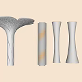 White Decorative Pillars With Different Designs Textures And Hollow Out Top Structure 3d model