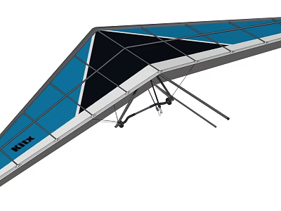 Blue And Black Hang Glider With Aerodynamic Wing Design And Support Frame 3d model