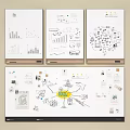 Creative Wall Display With Whiteboard Charts Sketches Notes And Project Infographics 3d model