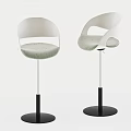 Two Modern Bar Stools With Curved Backrest Padded Light Seats Black Base And White Stem 3d model