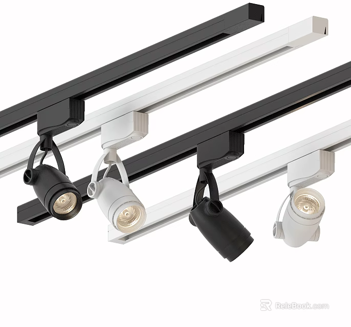 Modern Black And White Linear Track Mounted Spotlights For Ceiling Lighting 3d model