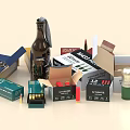 Different Types of Ammunition With Bullet Cartridges And Ammo Boxes