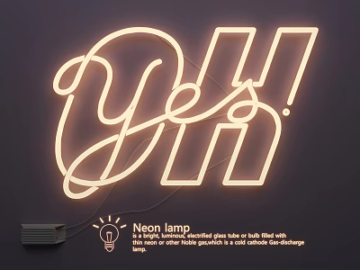 Neon Lamp Combination With Custom Glass Tube Flat Design Logo Classic New Style 3d model