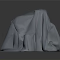 Elegant Cube Shaped Furniture Draped With Soft Gray Fabric Material