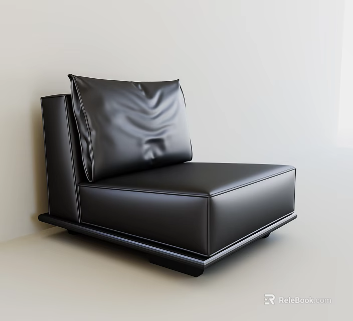 Black Leather Single Sofa With Modern Design In Light Colored Room 3d model
