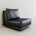 Black Leather Single Sofa With Modern Design In Light Colored Room 3d model