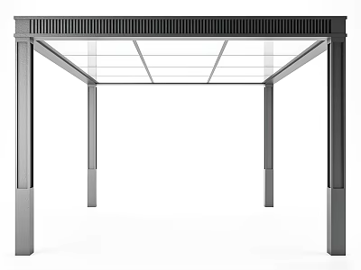 Modern Outdoor Canopy With Metal Frame Transparent Top And Four Posts Design 3d model