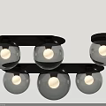 Modern Ceiling Light With Glass Globe Shades And Multiple Illuminated Bulbs 3d model