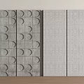 Modern Gray Concrete Background Wall With Circular Patterns And Grid Dot Design 3d model