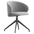 Modern Table and Chair Set Featuring Curved Backrest and Trident Base in Beige Black Gray