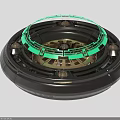 Black Circular Precision Mechanical Device With Green Ring And Metal Screws
