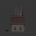 Fairy Tale Cottage With Pink Spire Red Roof Arched Windows And Green Lawn Pathway