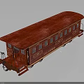 Vintage Red Train Carriage With Multiple Windows And Decorative Metal Wheels 3d model