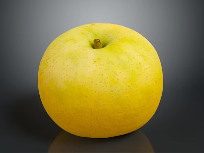 Fresh Yellow Apple With Smooth Skin And Small Dots On Dark Background 3d model