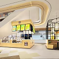Modern Shopping Mall Lobby With Colorful Staircase Storage Cabinets And Marble Floor
