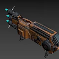 Futuristic Detailed Orange Sci-Fi Mechanical Vehicle with Thrusters Legs and 113UPZ Design