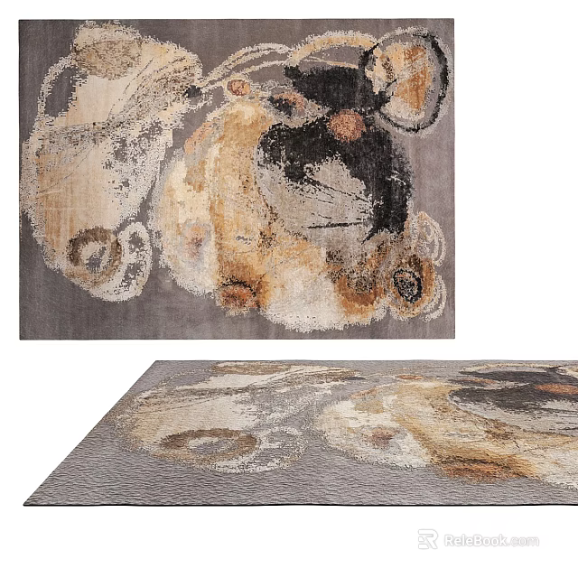 Square Rug With Abstract Pattern Modern Design Multicolor Artistic Texture for Living Room 3d model