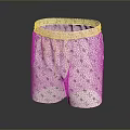 White Casual Shorts With Green Geometric Patterns And Elastic Waist Design