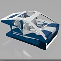 Transparent Spacecraft Interior With Blue White Design Seats And Control Console 3d model