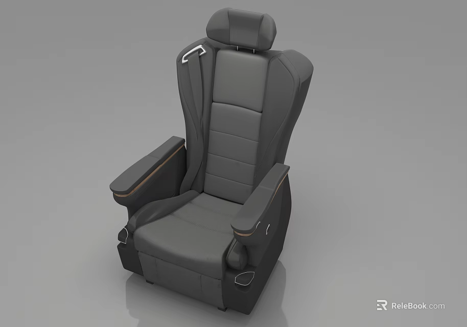 Modern Gray Leather Single Sofa With Comfortable Armrests And Backrest Design 3d model 