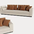 Beige Multi Seater Sofa with Brown Cushions Soft Upholstered Modern Design 3d model