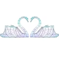 Decorative Geometric Polygonal Swans With Iridescent Colors Heart Shaped Necks