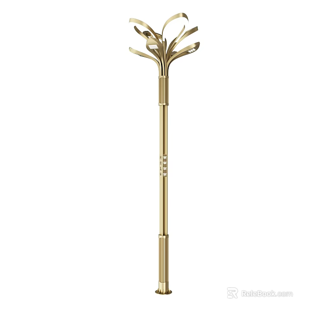 Modern Gold Outdoor Light With Tall Pole And Multi Arm Design For Garden Use 3d model 