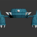 Futuristic Blue Mechanical Creature With Round Body And Spiked Appendages