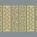 Yellow Decorative Carved Panels With Various Intricate Patterns On Gray Background 3d model