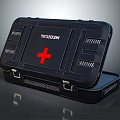 Black Medical Device First Aid Kit With Red Cross Portable Emergency Storage Case