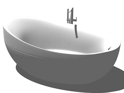 Modern White Freestanding Bathtub With Sleek Faucet And Smooth Design 3d model