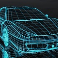 Car sports car transportation science and technology science fiction future concept blue line wireframe wind 3d model