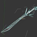 Fantasy Ice Crystal Sword With Spiked Hilt And Shiny Blade Design