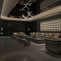 Luxury KTV Interior With Modern Lighting Comfortable Sofas And Decorative Walls 3d model