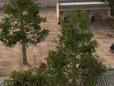 Traditional Garden Landscape With Courtyard Trees Classic Architecture And Open Ground 3d model
