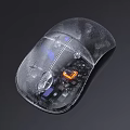 Transparent Computer Mouse With Clear Casing Internal Circuit Board And Orange LED Light 3d model