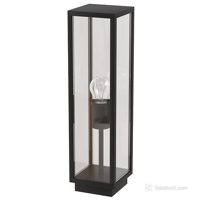 Modern Minimalist Floor Lamp With Metal Frame Glass Shade And Exposed Bulb Design 3d model 