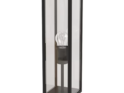 Modern Minimalist Floor Lamp With Metal Frame Glass Shade And Exposed Bulb Design 3d model