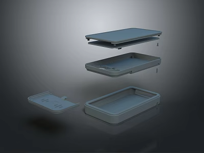 Detailed View Of Disassembled Laptop Case With Stacked Panels And Layers 3d model