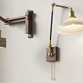 Modern Decorative Wall Lamps With Wooden Brass Frame And Adjustable Arm Lampshade