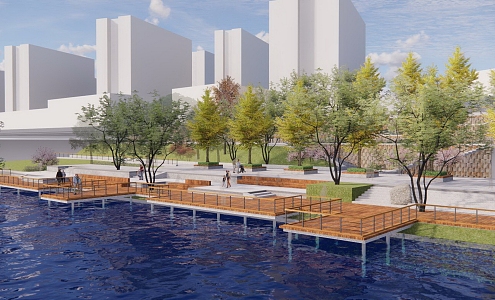 Modern Landscape Waterfront Landscape 3d model